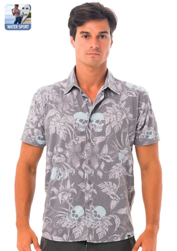 [69SLAM] Men's Wild Garden Blue Jamie Rash Shirt, Top, Summer Shirts, Men's Shirts, Beach Shirts